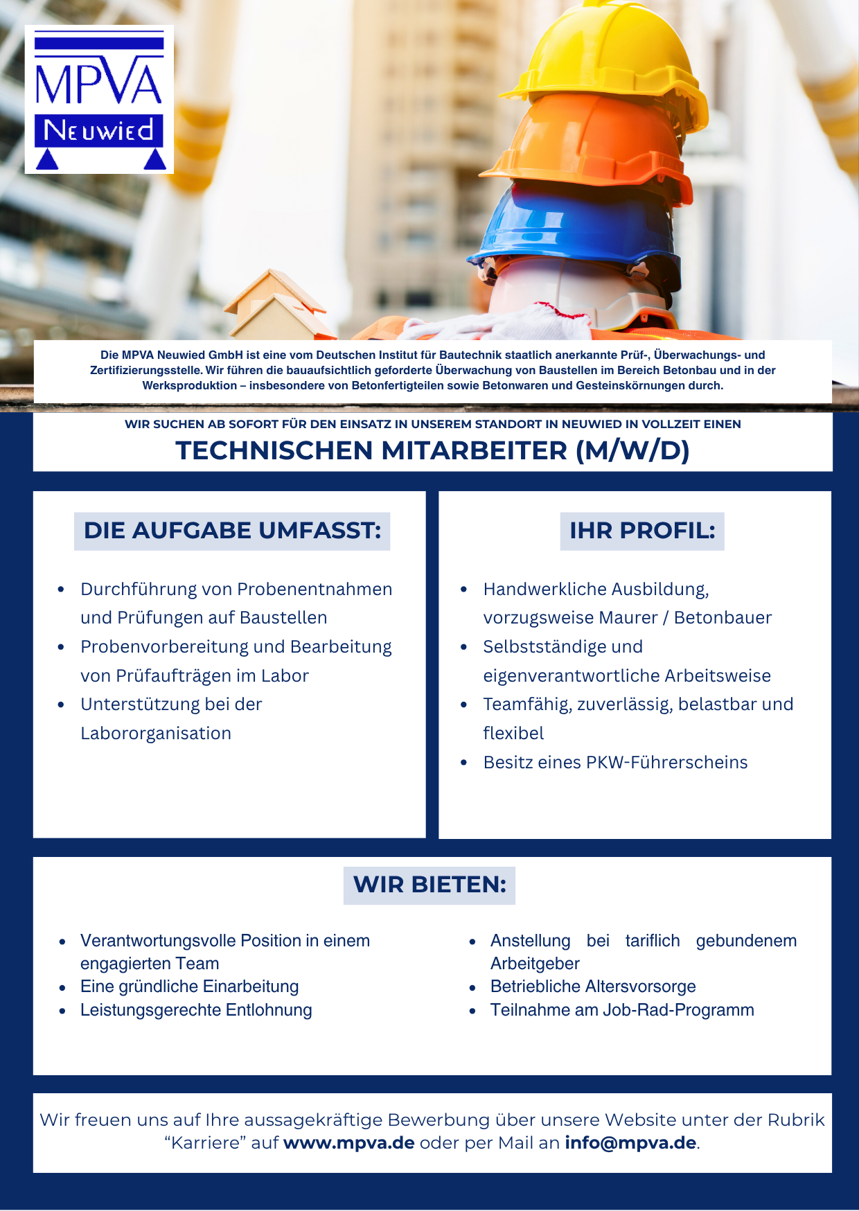 Stellenanzeige Technischer Mitarbeiter